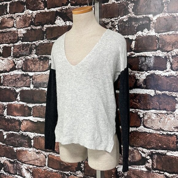 Madewell Pullover Sweater V Neck Wool Knit Gray Black Size XXS XX Small - Picture 6 of 14